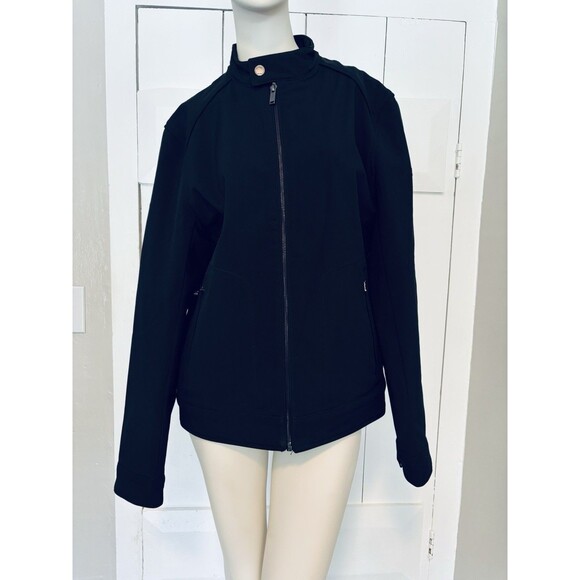 Michael Kors Men’s Tech Racing Shell Jacket Coat Black Zip Up Pockets Medium - Picture 1 of 15